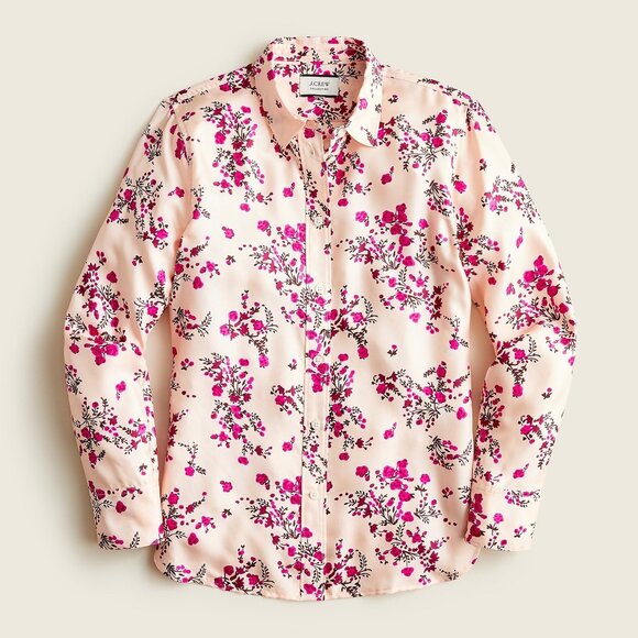 J. Crew Collection Slim-Fit Silk Twill Shirt in Budding Floral Size 00 - Picture 1 of 4